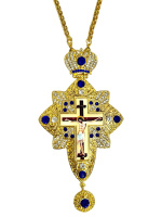 Крест наперстный с украшением и цепью (синий) 9/15 см