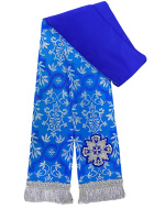 Закладка для Евангелия парча Т, синий с серебром 14/140