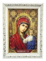 Икона КАЗАНСКАЯ (печать на стекле, багет) 22/30см