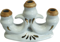 Подсвечник Тройник бело-золотой малый ↕6см