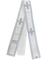 Орар парча Т  (біле з сріблом) 10/300