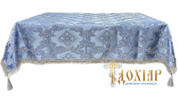 Скатерть комбинированная парча Г (голубое серебро)150/150см