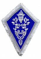 Плат под крест, виноград вышивка,  синий+серебро 30/42