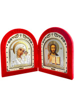 Вседержитель Казанская  бархат, арка, рамка дерево 14/17