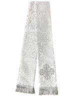 Закладка для Евангелия парча Т, белый с серебром 10/140