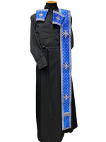 Комплект орарь+поручи парча Т (синее серебро)