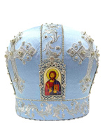 Митра голубая атлас  (ажур, гелевые иконы) 57р