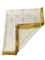 Скатерть парча Т (бело-золотая) 110/125 см