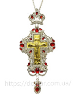 Крест наперсный с украшениями (красные камни)