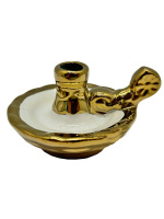 Подсвечник комбинированный БЛЮДЦЕ бело-золотое ↕5см