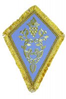 Плат под крест, виноград вышивка, бахрома голубой 30/42