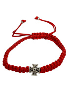Браслет плетеный с крестиком  (красный)