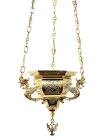 Лампада подвесная ↕55см ↑13см Ø8см Позолота Греция 