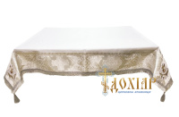 Скатерть комбинированная парча Г+атлас (белое серебро) 160/160см
