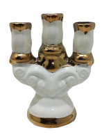 ПОДСВЕЧНИК Комбиннированный Тройник Бело-золотой  ↕13 см ⌀ 2 см