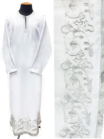 Подризник, габардин, серебряная вышивка (вьюнок) 50/150 см