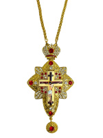 Крест наперстный с украшением и цепью (красный) 9/15 см