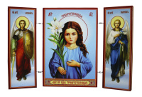 Складень "Трилетствующая" (Арх Михаил и Гавриил)  ↕8.5см ↔6см  ДСП Литография
