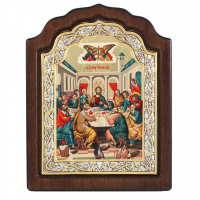 Тайная Вечеря ↕33см ↔25см МДФ Шелкография Серебро Позолота Сусальное золото