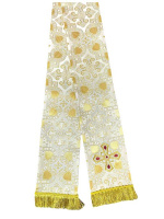 Закладка для Евангелия парча Т, белый с золотом 8/140