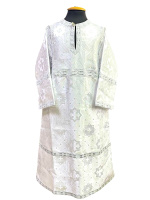 Стихарь детский, парча Турция (белое серебро) 100 см длина