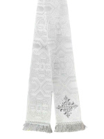 Закладка для Евангелия парча Т, белый с серебром 12/140