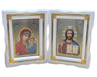 Вседержитель Казанская  біла рамка, золоті кутики ↕25см ↔19см