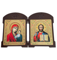 Икона-складень двойник Вседержитель Казанская (мдф) 18/24см