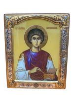 Икона ПАНТЕЛЕЙМОН ЦЕЛИТЕЛЬ (стекло) 11/14 см