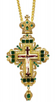Крест наперстный с украшением и цепью (зеленый) №2