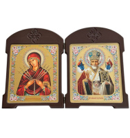 Икона-складень двойник Николай Семистрельная (мдф) 18/24см