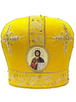 Митра золотистая, парча  (вышивка колосья) 58р