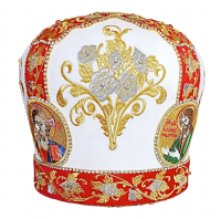 Митра белая, Цветы (вышивка) 59р.