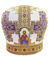 Митра парча Греция (белый с фиолетовым) 58,5р