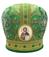 Митра парча Т (зеленый с золотом, иконы холст) 59,5р