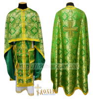 Фелонь греческая парча Т(зеленое-золото пика) 48/145