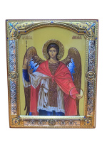 Серебряная икона МИХАИЛ АРХАНГЕЛ (стекло) 11/14 см