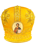 Митра золотистая, парча  (вышивка крест лучи) 58р