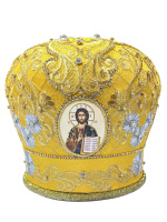 Митра золотистая, парча, камушки   (Царская) 59,5р