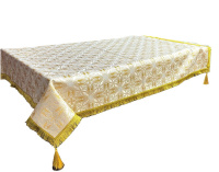 Скатерть парча Т (бело-золотая) 150/150  см
