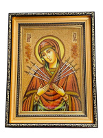 Семистрельная икона Божией Матери (янтарь) 25/30см