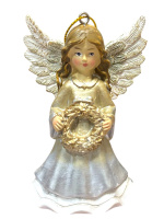 Статуэтка Ангел с веночком цветной 10см