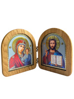Икона-складень двойник Вседержитель и Казанская (дерево) 11/13 см
