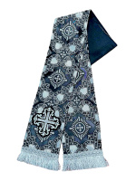 Закладка для Евангелия парча Т, черная с серебром 11/140