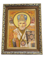 Николай Чудотворец  (янтарь) 30/38 см