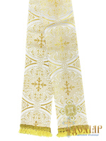 Закладка для Евангелия парча Т, белый с золотом 10/140