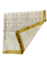 Скатерть парча Т (бело-золотая) 125/125 см