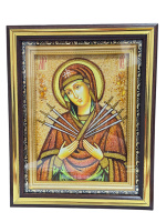 Семистрельная икона Божией Матери (янтарь)  22/27 см