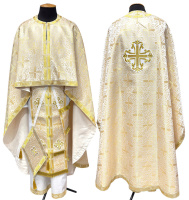Облачения греческого покроя парча Т (белое-золото, крест веточка) 56/145