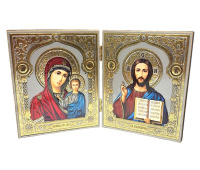 Икона-складень двойник Вседержитель, Казанская, 10/12